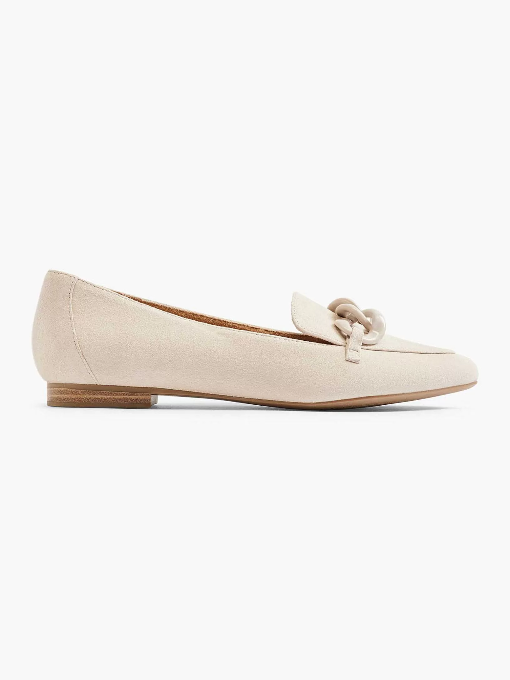 Dames 5th Avenue Beige Leren Loafer Sierketting