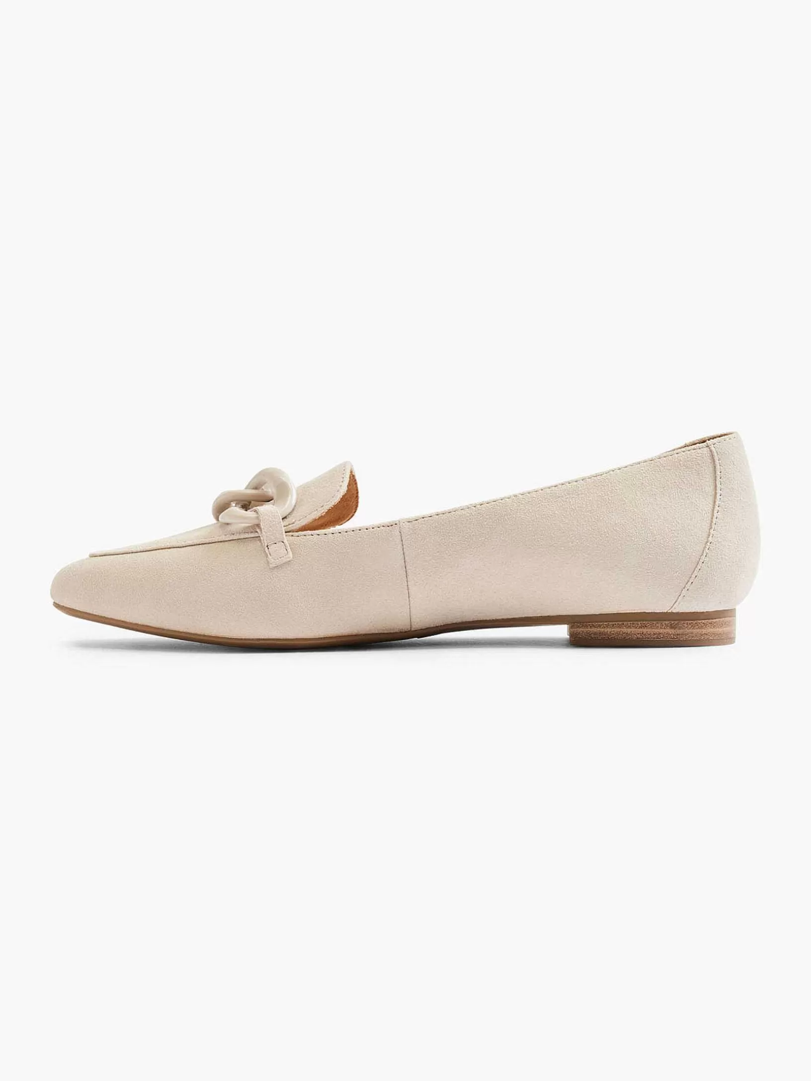 Dames 5th Avenue Beige Leren Loafer Sierketting