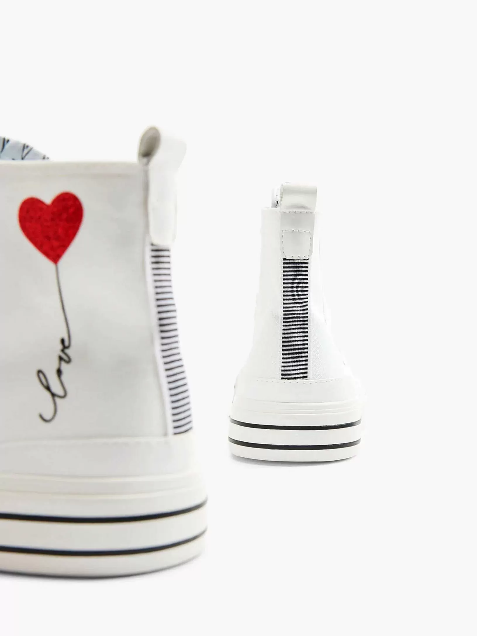 Dames Graceland Witte Hoge Canvas Sneaker Hartje