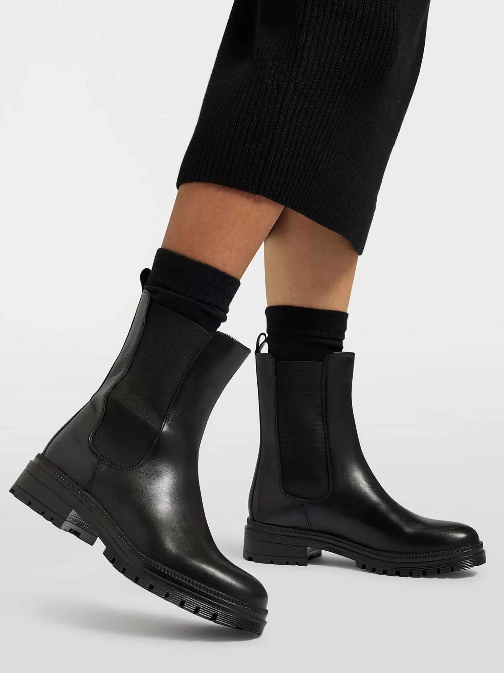 Dames 5th Avenue Zwarte Leren Chelsea Boot