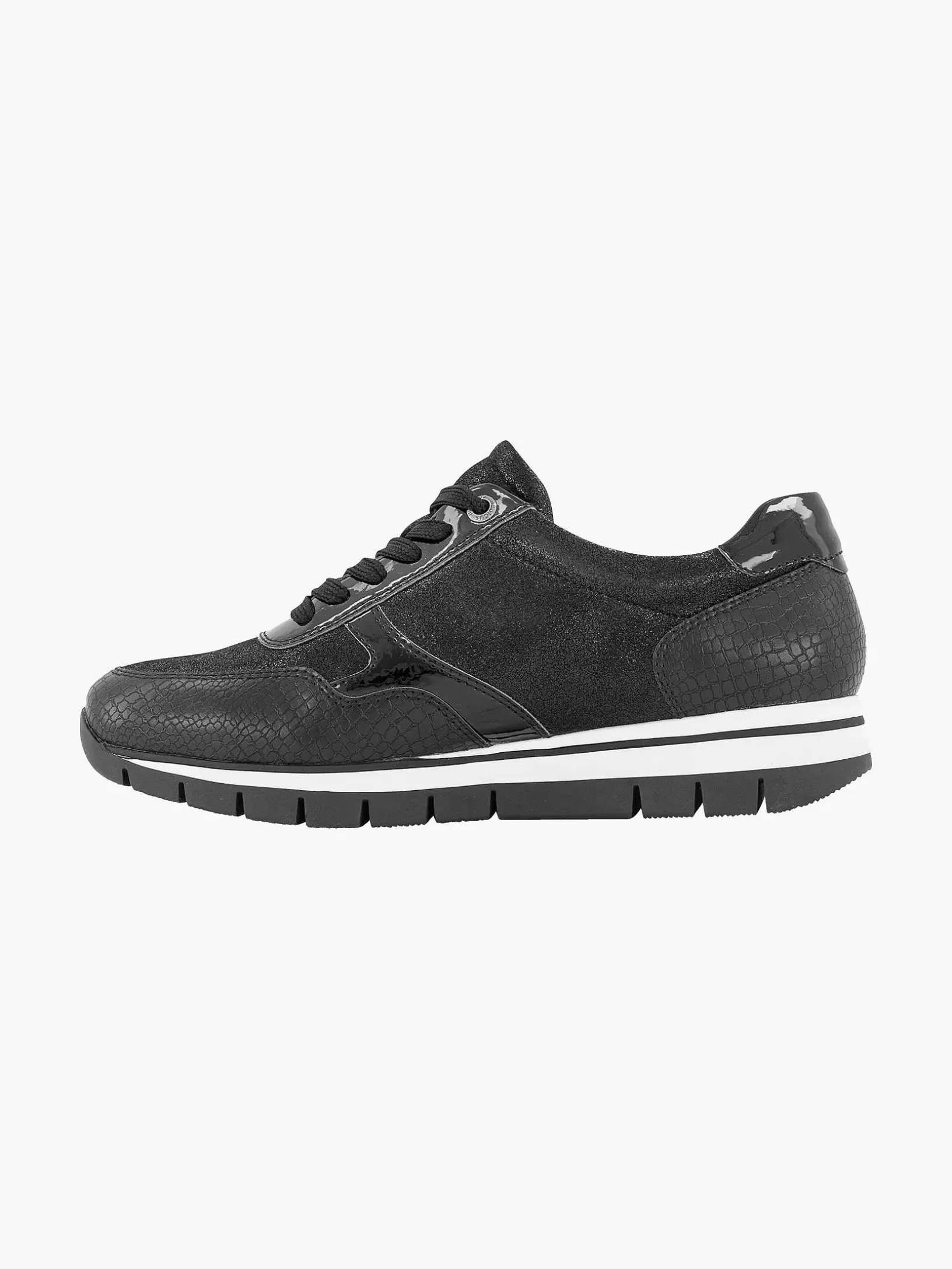 Dames Medicus Zwarte Leren Comfort Sneaker Croco