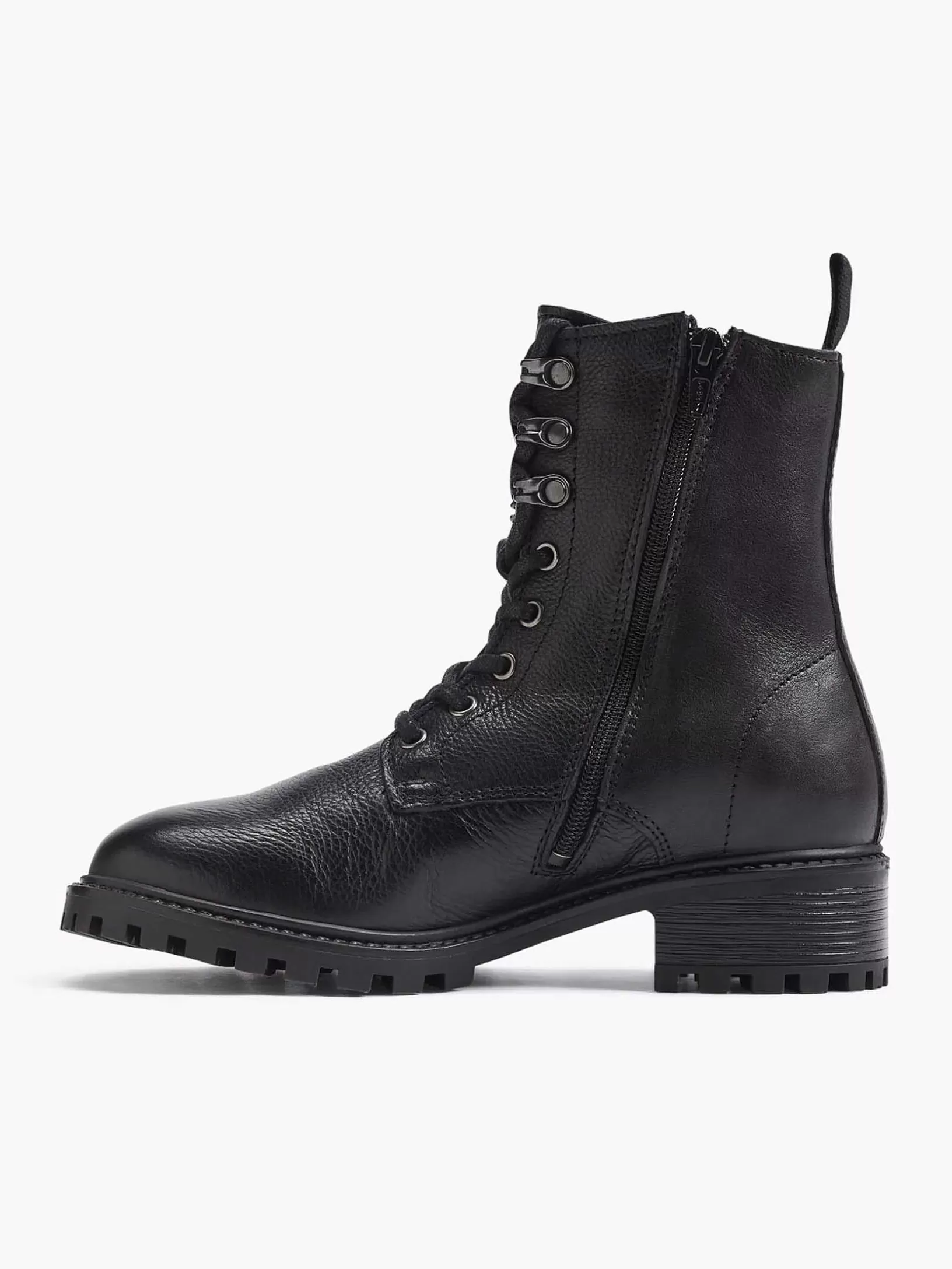 Dames 5th Avenue Zwarte Leren Veterboot