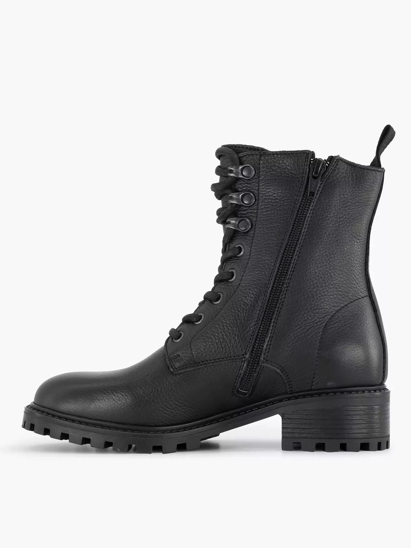 Dames 5th Avenue Zwarte Leren Veterboot